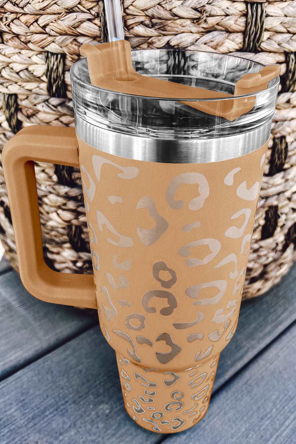Apricot Leopard Spotted 304 Stainless Double Insulated Cup 40oz